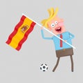 Man holding a flag of Spain. 3D illustration. Royalty Free Stock Photo