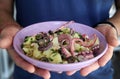 Fresh octopus salad, seafood meal. Royalty Free Stock Photo