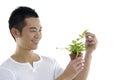 Man holding fresh sprout Royalty Free Stock Photo