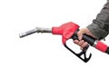 Man holding fuel pump Royalty Free Stock Photo
