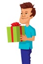 Man holding gift box with red bow Royalty Free Stock Photo