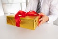 The man holding a giftbox Royalty Free Stock Photo