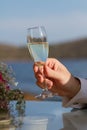 Man holding glass with champagne Royalty Free Stock Photo