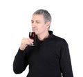 Man holding a glass of red port wine Royalty Free Stock Photo