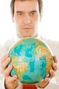 Man holding the globe Royalty Free Stock Photo