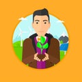 Man holding green small plant. Royalty Free Stock Photo