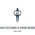 man holding a hand bones x ray image icon vector from body parts collection. Thin line man holding a hand bones x ray image Royalty Free Stock Photo