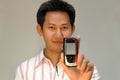 Man holding the handphone Royalty Free Stock Photo