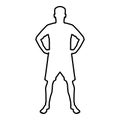 Man holding hands on belt confidence concept silhouette manager business icon black color illustration outline