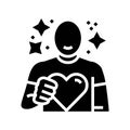 man holding heart glyph icon vector illustration