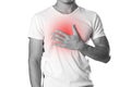 The man is holding his chest. Chest pain. Heartburn. The hearth Royalty Free Stock Photo