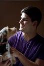 Man Holding His Dog Royalty Free Stock Photo