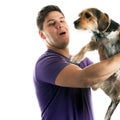 Man Holding His Pet Dog Royalty Free Stock Photo