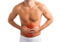 Man holding his stomach in pain Royalty Free Stock Photo