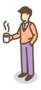 Man holding hot cup. Coffee break icon Royalty Free Stock Photo