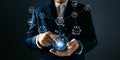 man holding icon cloud computing diagram show on hand. data center storage.cloud tech.secure backup and consistency network and