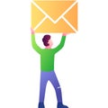Man holding letter envelop in hand icon vector