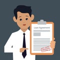 man holding loan agreement form approved for loan application concept Royalty Free Stock Photo