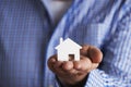 Man Holding Model House In Palm Of Hand Royalty Free Stock Photo