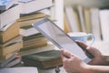 Man holding a modern ebook reader Royalty Free Stock Photo