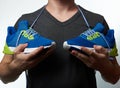 Man holding modern running shoes Royalty Free Stock Photo