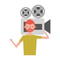 Man holding the movie camcorder Royalty Free Stock Photo