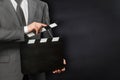 Man holding movie clapper board Royalty Free Stock Photo