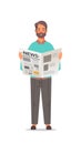 Man holding newspaper reading daily news press mass media concept full length vertical