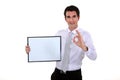 Man holding picture frame Royalty Free Stock Photo