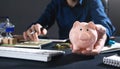 Man holding piggy bank. Business. Investment Royalty Free Stock Photo
