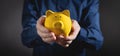 Man holding piggy bank. Business. Investment Royalty Free Stock Photo