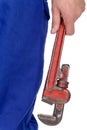 Man holding pipe wrench