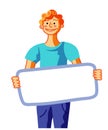 Man holding placard cartoon vector illustration Royalty Free Stock Photo