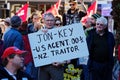 Man holding a placard protesting against the New Zealand government`s Government Communications Security Bureau GCSB bill