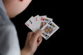 Man holding playing cards Royalty Free Stock Photo