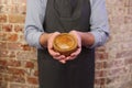 Man holding a pork pie Royalty Free Stock Photo
