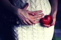 Man holding pregnant women with heart shape Royalty Free Stock Photo