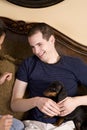 Man holding puppy Royalty Free Stock Photo