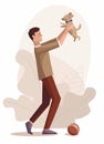 Man holding puppy. Friendship and love of man and dog. Royalty Free Stock Photo