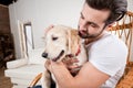 Man holding puppy Royalty Free Stock Photo