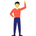 Man holding raised hand flat icon vector