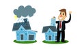 Man Holding Real Estate Insurance Paper Vector Illustration Set