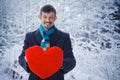 Man holding red heart Royalty Free Stock Photo