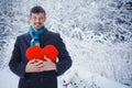 Man holding red heart Royalty Free Stock Photo