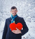 Man holding red heart Royalty Free Stock Photo