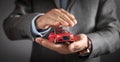 Man holding red toy car Royalty Free Stock Photo