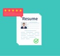 Man holding Resumes in hand. Concept of human resources management. Selecting staff and earching professional staff Royalty Free Stock Photo