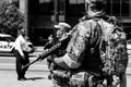 Armed Demonstrator Holds a Rifle in Columbus Ohio