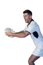 Man holding rugby ball and screaming Royalty Free Stock Photo