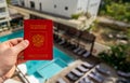 Man holding Russian passport Royalty Free Stock Photo